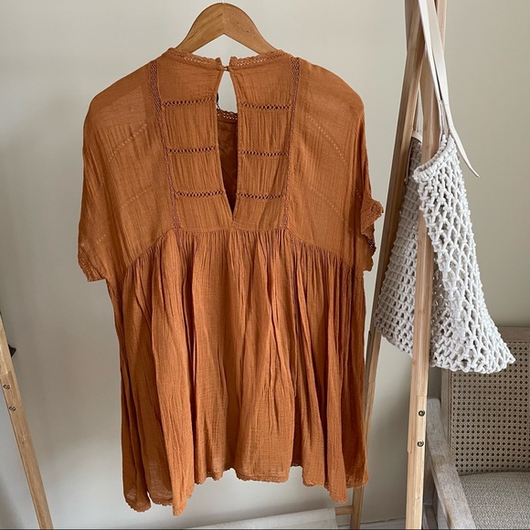 ✨SOLD✨ Zara Embroidered Crochet Romper Mini Dress in Burnt Orange - XS - Picture 4 of 4